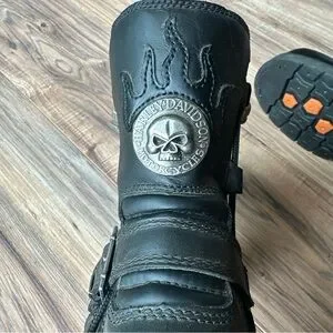 Harley-Davidson Men's Distortion Skull Motorcycle Boots - Black Leather Biker Boots (Style D94167)